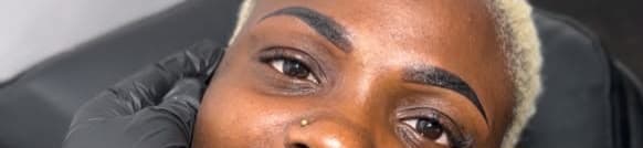 Freshly shaped and defined brows, photographed in the studio during the appointment