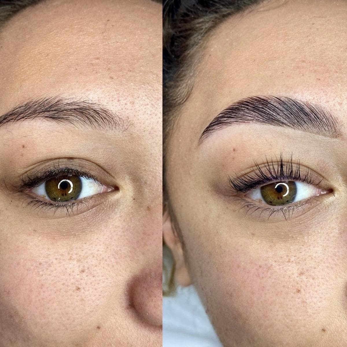 Combo-style brows — hair strokes blended into soft shading